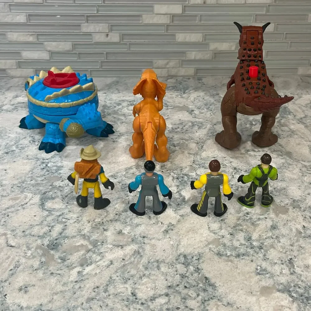 Fisher Price Imaginext Jurassic World Ankylosaurus Raptor Dino Riders Figures